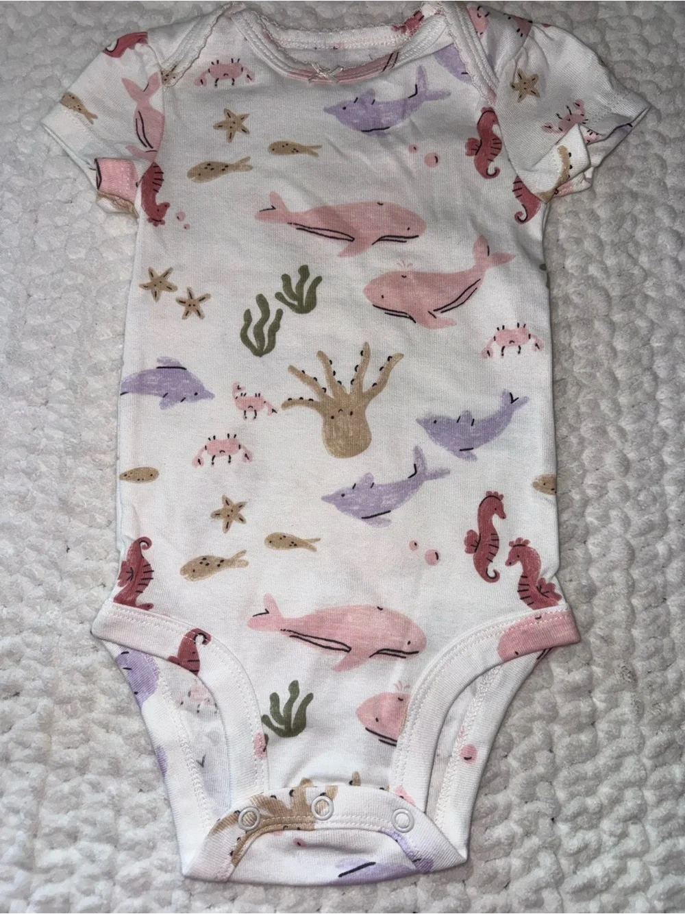 Carter's White One-Piece & Leggings Set with Pink and Purple Sea Animals